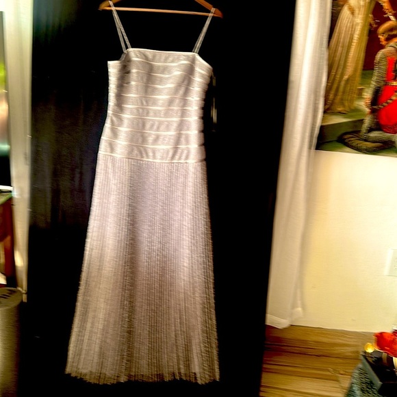 JS Collections Silver Gold Spaghetti Strap Sundress - Picture 1 of 7